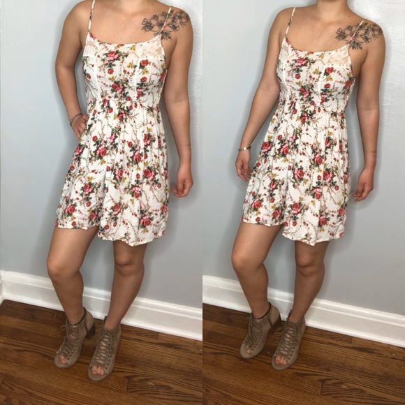 Timing Dresses Timing White Floral Crotchet Lace Midi Sun Dress S